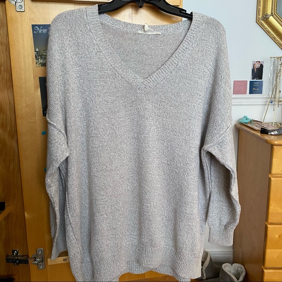 BCBG Grey V-neck Sweater - Picture 2 of 6